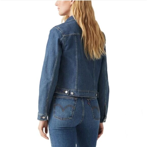 Levi Strauss & Co Women's Original Denim Trucker Jacket Dark Blue Slim Fit NWT - Picture 2 of 4